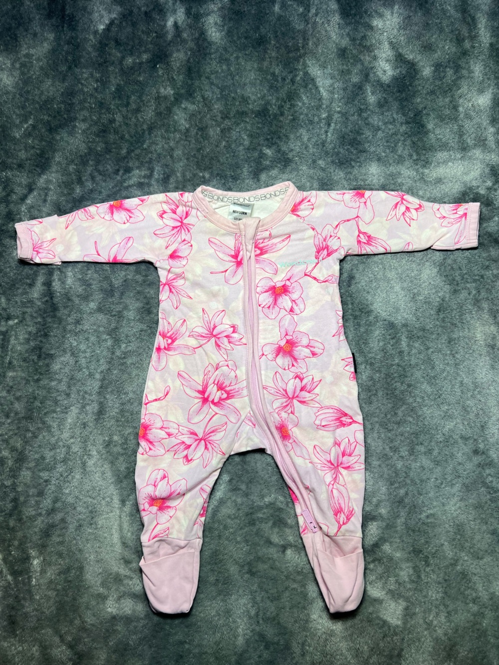 Bonds Pink Floral Footed One-Piece